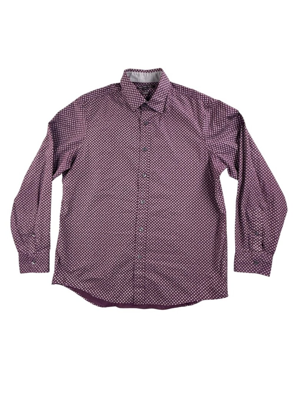 Michael Kors Dress Shirt Mens Large Purple Paisley AOP Classic Fit Long Sleeve
